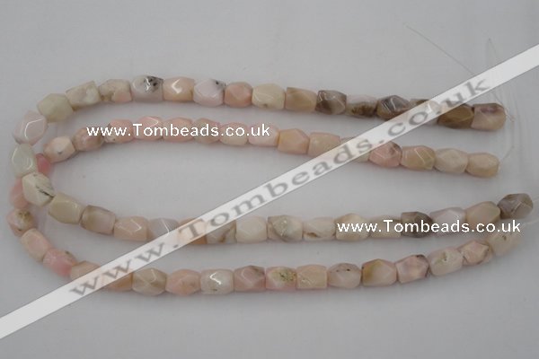 CNG824 15.5 inches 9*12mm faceted nuggets pink opal gemstone beads