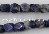 CNG825 15.5 inches 9*12mm faceted nuggets sodalite gemstone beads