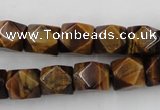 CNG826 15.5 inches 9*12mm faceted nuggets yellow tiger eye beads