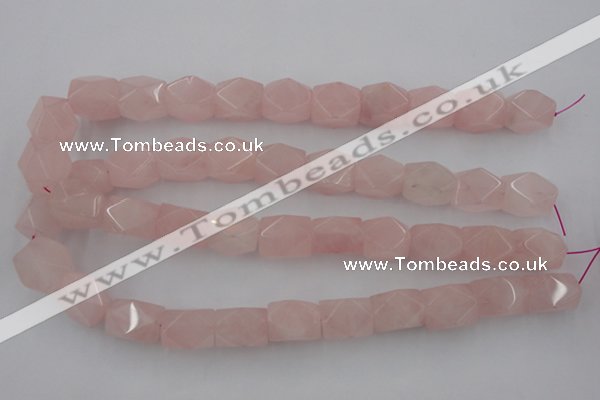 CNG833 15.5 inches 13*18mm faceted nuggets rose quartz beads