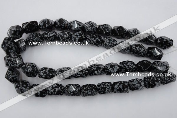 CNG834 15.5 inches 13*18mm faceted nuggets snowflake obsidian beads