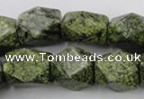 CNG835 15.5 inches 13*18mm faceted nuggets green lace gemstone beads