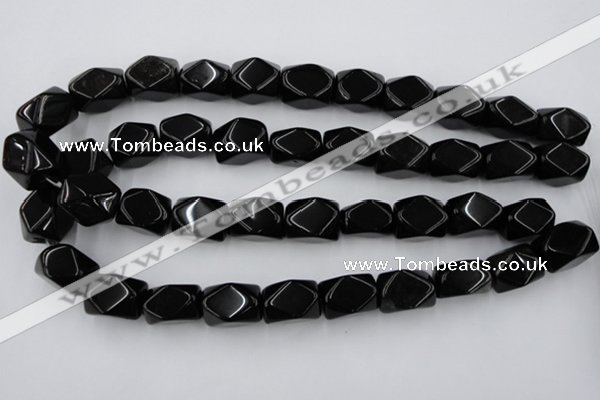 CNG836 15.5 inches 13*18mm faceted nuggets black obsidian beads