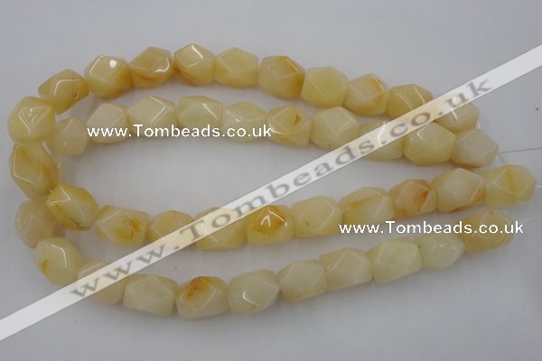 CNG837 15.5 inches 13*18mm faceted nuggets yellow jade beads