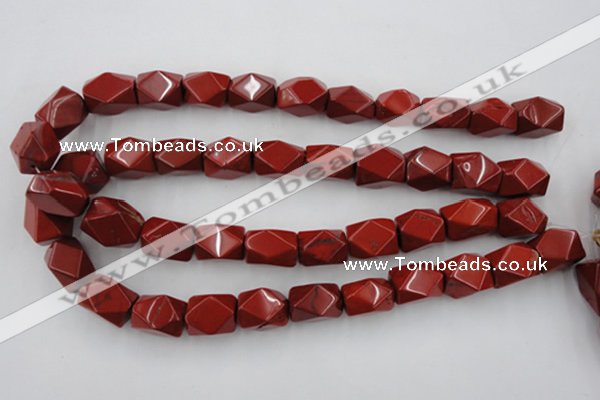 CNG839 15.5 inches 13*18mm faceted nuggets red jasper beads