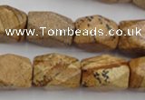 CNG842 15.5 inches 13*18mm faceted nuggets picture jasper beads