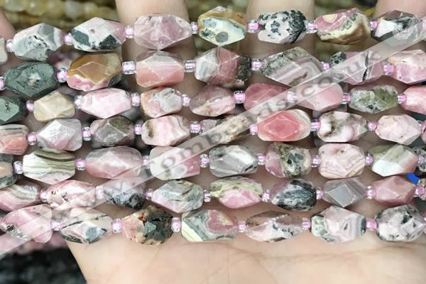 CNG8525 15.5 inches 7*10mm - 8*12mm faceted nuggets rhodochrosite beads