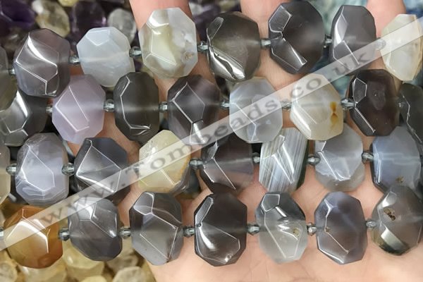 CNG8551 15.5 inches 13*18mm - 15*25mm faceted freeform grey agate beads