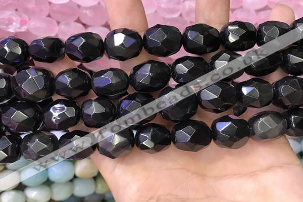 CNG8574 12*16mm - 15*20mm faceted nuggets black obsidian beads