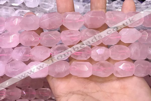 CNG8580 13*18mm - 15*20mm faceted nuggets rose quartz beads