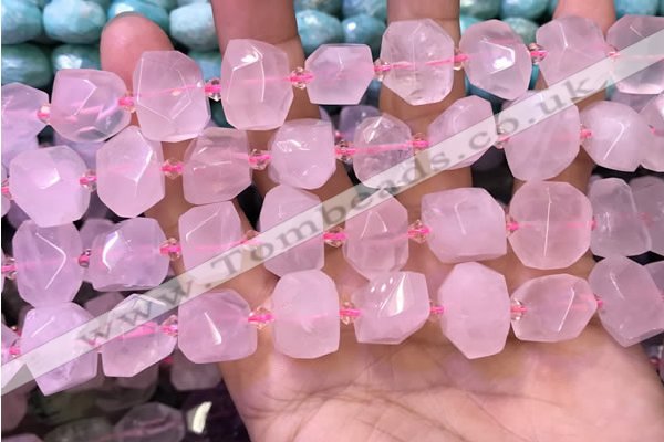 CNG8590 12*16mm - 13*18mm faceted nuggets rose quartz beads