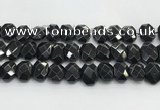 CNG8624 10*13mm - 12*16mm faceted freeform black agate beads