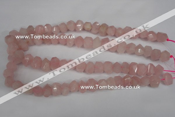 CNG863 15.5 inches 10*14mm faceted nuggets rose quartz beads