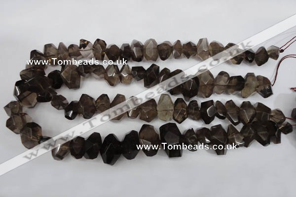 CNG866 15.5 inches 8*12mm – 14*22mm faceted nuggets smoky quartz beads