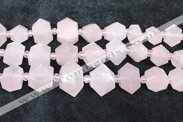 CNG8672 12*20mm - 20*33mm faceted nuggets rose quartz beads