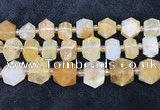 CNG8675 12*20mm - 20*33mm faceted nuggets yellow quartz beads