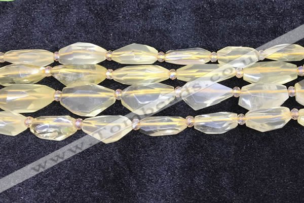 CNG8682 12*23mm - 15*25mm faceted freeform lemon quartz beads