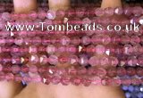 CNG8695 15.5 inches 6mm faceted nuggets strawberry quartz beads