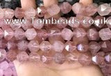 CNG8697 15.5 inches 10mm faceted nuggets strawberry quartz beads