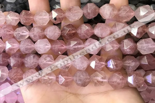 CNG8698 15.5 inches 12mm faceted nuggets strawberry quartz beads