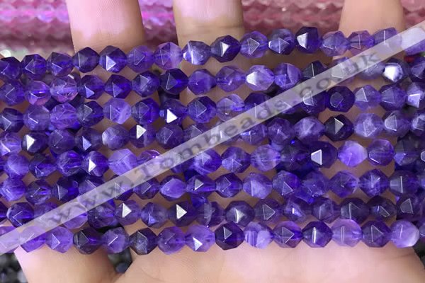 CNG8700 15.5 inches 6mm faceted nuggets amethyst gemstone beads