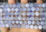 CNG8706 15.5 inches 8mm faceted nuggets blue chalcedony beads