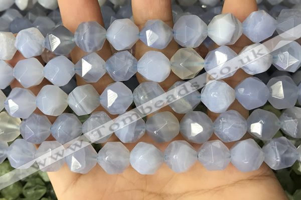 CNG8708 15.5 inches 12mm faceted nuggets blue chalcedony beads