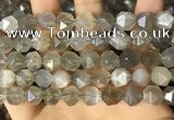 CNG8749 15.5 inches 12mm faceted nuggets grey moonstone beads