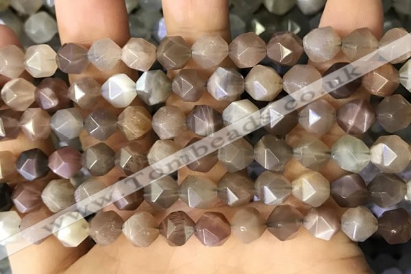 CNG8751 15.5 inches 8mm faceted nuggets moonstone beads wholesale