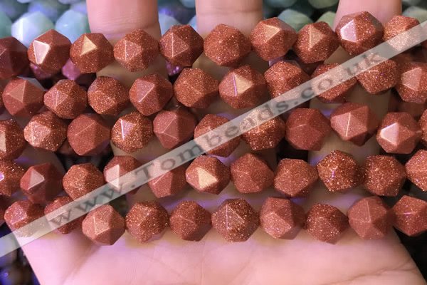 CNG8768 15.5 inches 10mm faceted nuggets goldstone beads wholesale