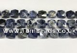 CNG8792 16*17mm - 18*19mm faceted nuggets sodalite  beads