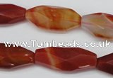 CNG880 15.5 inches 14*30mm faceted rice red agate nugget beads