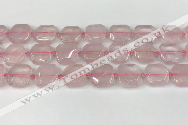 CNG8802 15.5 inches 16mm - 20mm faceted freeform rose quartz beads