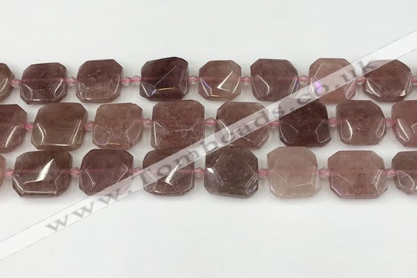 CNG8803 15.5 inches 16mm - 20mm faceted freeform strawberry quartz beads