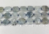 CNG8805 15.5 inches 16mm - 20mm faceted freeform aquamarine beads