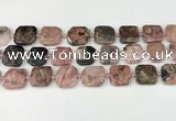 CNG8814 15.5 inches 16mm - 20mm faceted freeform rhodonite beads