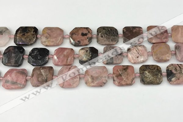 CNG8814 15.5 inches 16mm - 20mm faceted freeform rhodonite beads