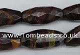 CNG883 15.5 inches 13*28mm faceted rice tiger iron nugget beads