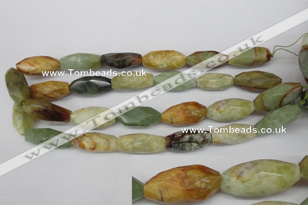CNG884 15.5 inches 14*32mm faceted rice gemstone nugget beads