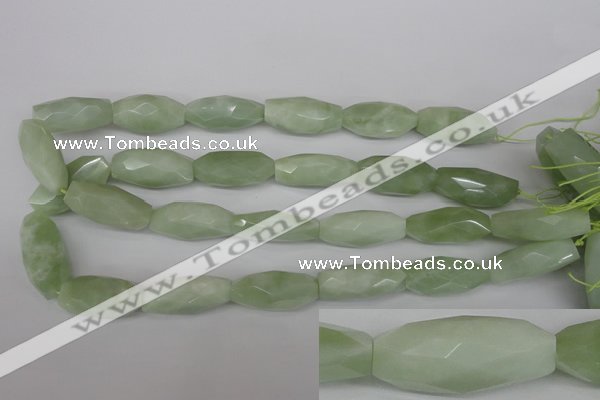 CNG885 15.5 inches 14*32mm faceted rice New jade nugget beads