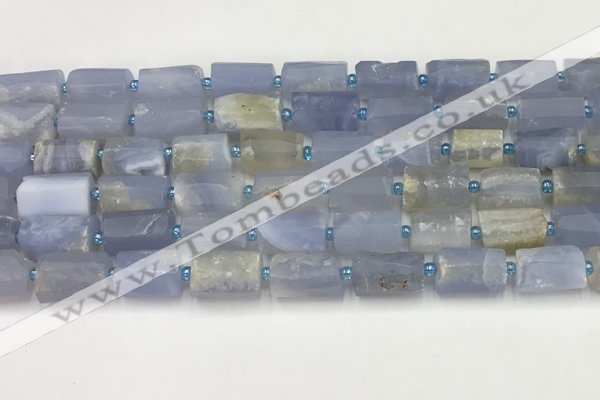 CNG8857 8*12mm - 10*16mm nuggets matte blue chalcedony beads