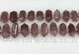 CNG8900 10*25mm - 14*30mm faceted nuggets strawberry quartz beads