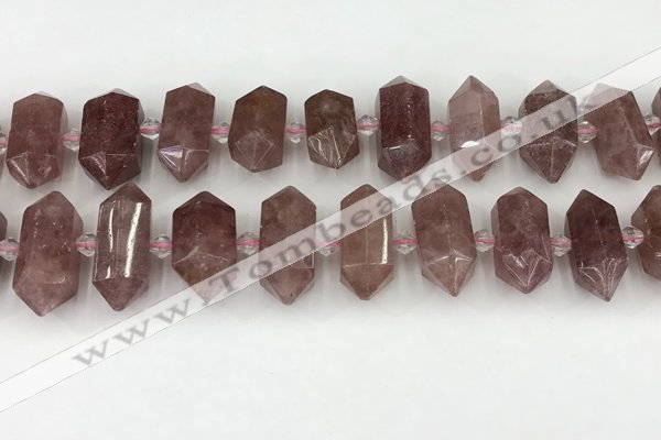 CNG8900 10*25mm - 14*30mm faceted nuggets strawberry quartz beads