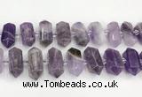 CNG8916 15.5 inches 10*25mm - 15*30mm faceted nuggets amethyst beads