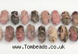 CNG8919 15.5 inches 10*25mm - 15*30mm faceted nuggets rhodonite beads