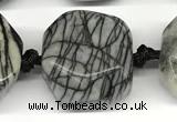 CNG8935 16*17mm - 18*19mm faceted freeform black water jasper beads