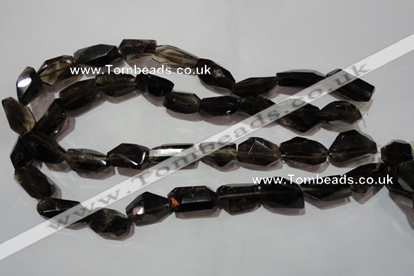 CNG904 15.5 inches 10*14mm – 14*25mm faceted nuggets smoky quartz beads