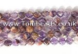 CNG9063 15.5 inches 10mm faceted nuggets purple phantom quartz beads