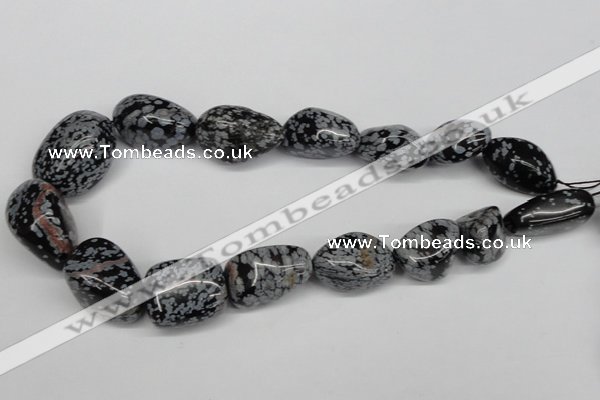 CNG91 15.5 inches 14*16mm - 20*30mm nuggets snowflake obsidian beads