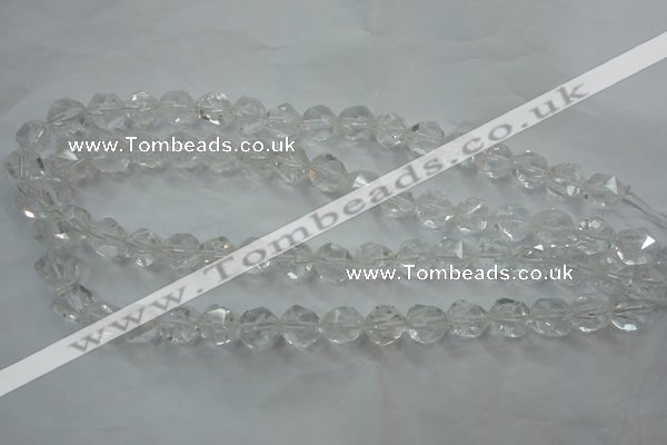 CNG912 15 inches 10mm faceted nuggets white crystal beads